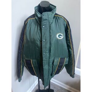NFL Green Bay Packers Heavyweight Full Zip Snap Hooded Insulated Jacket Large
